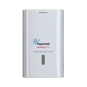 Диспенсър за тоалетна хартия Papernet, на пачка, бял, 2.5 пачки, 16.5 х 13.5 х 26.5 cm