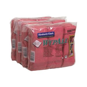 Микрофибърна кърпа Kimberly-Clark WypAll 8397, 40 х 40 cm, червена, 6 броя