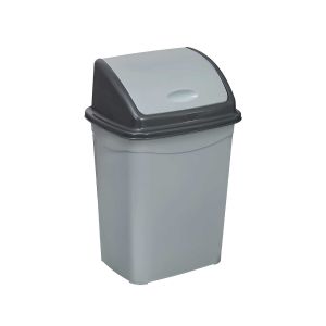 Кош за отпадъци Planet, с люлеещ капак, 26 L, сиво-черен