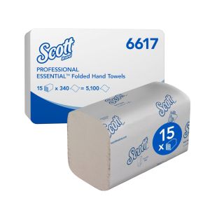 Кърпи за ръце Kimberly-Clark Scott Essential 6617, 21.2 х 20 cm, 340 къса, 15 броя