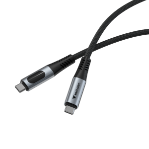 Кабел Verbatim Sync & Charge, USB Type-C към USB Type-C, с дисплей, 100 W, 120 cm