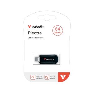 USB флаш памет Verbatim Plectra, 64 GB, USB Type-C 3.2, черна