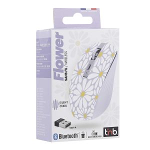 Мишка TNB Exclusiv Flower, безжична, Bluetooth, 1600 dpi, USB Type-A, 3 бутона, AA