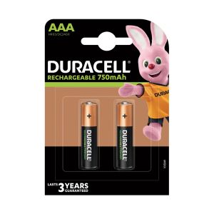 Акумулаторна батерия Duracell, NiMH, AAA, HR03, 750 mAh, 1.2 V, 2 броя