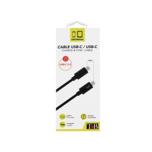 Кабел TNB, USB Type-C към USB Type-C, 1 m, черен