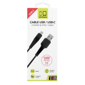 Кабел TNB USB type C/USB A, 1 m, USB-C, черен