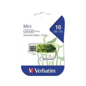 USB флаш памет Verbatim Mini Elements, USB 2.0, 16 GB, земя