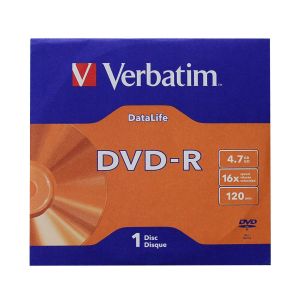 DVD-R Verbatim, 4.7 GB, 16x, AZO покритие, в картонена кутия