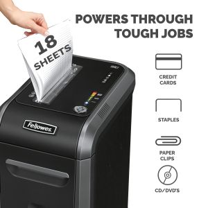 Шредер за унищожаване на документи Fellowes Powershred 99Ci, 100% Jam Proof, Cross-Cut, 34 L, P-4, време за работа 30 мин, време за почивка 40 мин