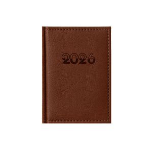 Календар-бележник Казанова, с дати, 10 x 15 cm, кожена подвързия, кафяв