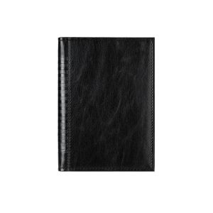 Календар-бележник Мадера, с дати, A5, кожена подвързия, цвят черен