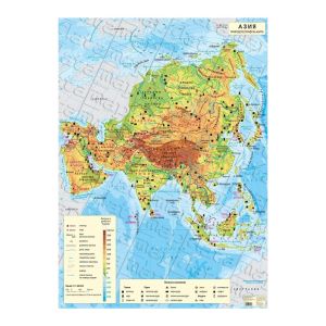 DataMap Природогеографска карта на Азия, 100 x 140 cm