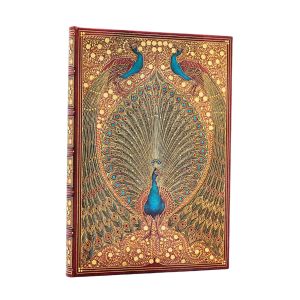 Paperblanks Тефтер Hafiz's Peacocks, Midi, широки редове, твърда корица, 72 листа