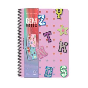 Gipta Тетрадка Gem Notes, A4, бяла хартия, широки редове, PP корица, със спирала, 80 листа