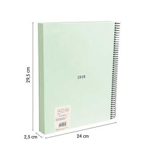 Milan Тетрадка 1918, А4, широки редове, твърда корица, със спирала, 120 листа, зелена