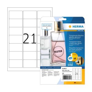 Herma Самозалепващи се етикети, A4, полиестерни, 63.5 х 38.1 mm, 25 листа