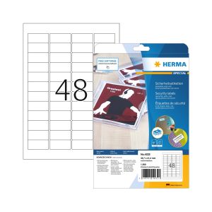 Herma Самозалепващи се етикети Security, 45.7 x 21 mm, 48 броя, 25 листа