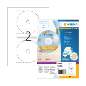 Herma Самозалепващи се етикети, A4, за CD, диаметър 116 mm, 2 броя, 100 листа