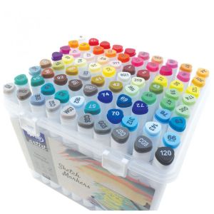 Маркери Spree акрилни двуцветни триъгълни, 80 цвята