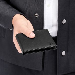 Hugo Boss Портфейл Saffiano Double B, с отделение за монети, черен