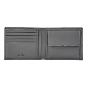 Hugo Boss Портфейл Saffiano Double B, с отделение за монети, сив