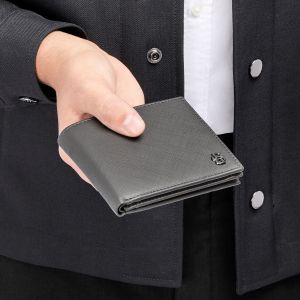 Hugo Boss Портфейл Saffiano Double B, с капак и отделение за монети, сив