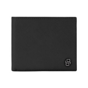Hugo Boss Портфейл за карти Saffiano Double B, с капак, черен