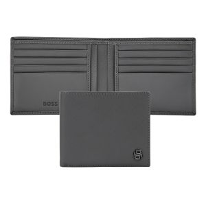 Hugo Boss Портфейл Saffiano Double B, сив