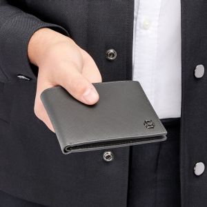 Hugo Boss Портфейл Saffiano Double B, сив