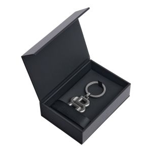 Hugo Boss Ключодържател Double B, тъмносив мат