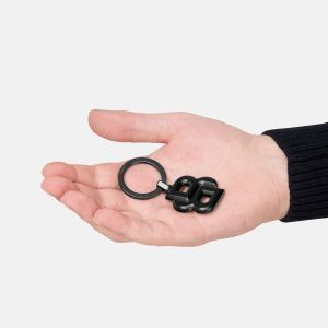 Hugo Boss Ключодържател Double B, черен мат