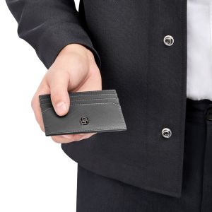 Hugo Boss Калъф за карти Saffiano, с 6 отделения, сив