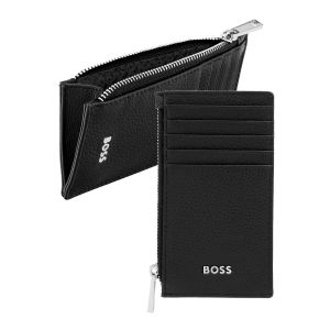 Hugo Boss Калъф за карти Classic Grained, с 5 отделения, с цип, черен