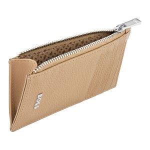 Hugo Boss Калъф за карти Classic Grained, с 5 отделения, с цип, карамел