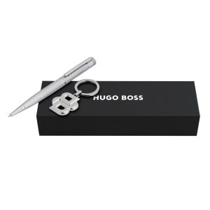 Hugo Boss Комплект химикалка и ключодържател, сребристи