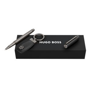 Hugo Boss Комплект ролер и ключодържател Pace, черно-сиви