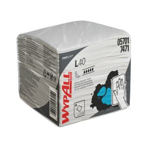 Кърпи за почистване Kimberly-Clark WypAll L40 8387 Absorbent, 1/4 сгънати, 30.4 х 31.7 cm, бели, 56 броя