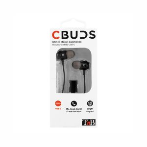 Слушалки TNB C-Buds, с тапи, USB Type C, 95 dB, максимална мощност 60 mW, 1.2 m кабел, черни