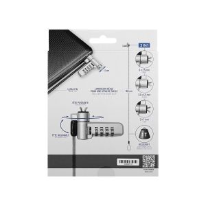 Кабел за заключване TNB Tbar, с код, 3 в 1, дължина 1.8 m