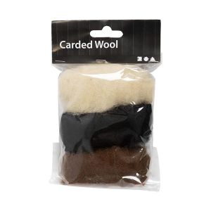 Creativ Company Вълна за плъстене, 3 х 10 g, черна, кафява и бяла