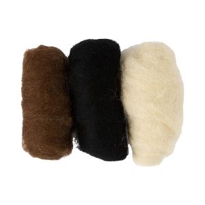 Creativ Company Вълна за плъстене, 3 х 10 g, черна, кафява и бяла