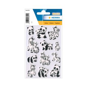 Herma Самозалепващи се етикети Панди и зебри, 1 лист
