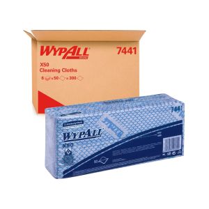 Кърпа Kimberly-Clark WypAll X50 7441, 41.8 х 24.7 cm, синя, 50 броя