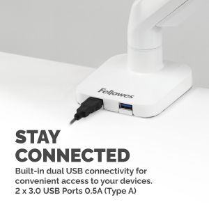 Стойка за монитор Fellowes, с едно рамо, максимално тегло 8 kg, 32'', бяла