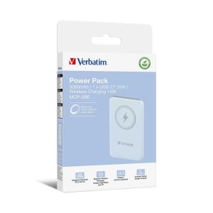 Външна батерия Verbatim Charge 'n' Go, магнитна, 5000 mAh, USB Type-C, синя