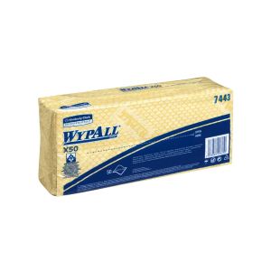 Кърпа Kimberly-Clark WypAll X50 7443, 41.8 х 24.7 cm, жълта, 50 броя