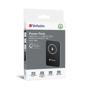 Външна батерия Verbatim Charge 'n' Go, магнитна, 5000 mAh, USB Type-C, черна