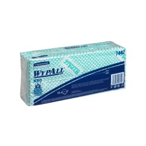 Кърпа Kimberly-Clark WypAll X50 7442, 41.8 х 24.7 cm, зелена, 50 броя