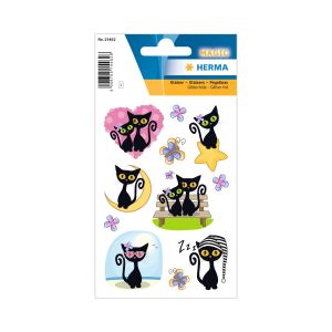 Herma Самозалепващи се етикети Черни котки, глитер, 1 лист