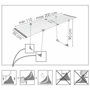 Сушилник за дрехи York, хоризонтален, до 20 m, 110 х 55 х 10 cm